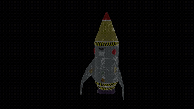 Gif Rakete die sich um sich selbst dreht