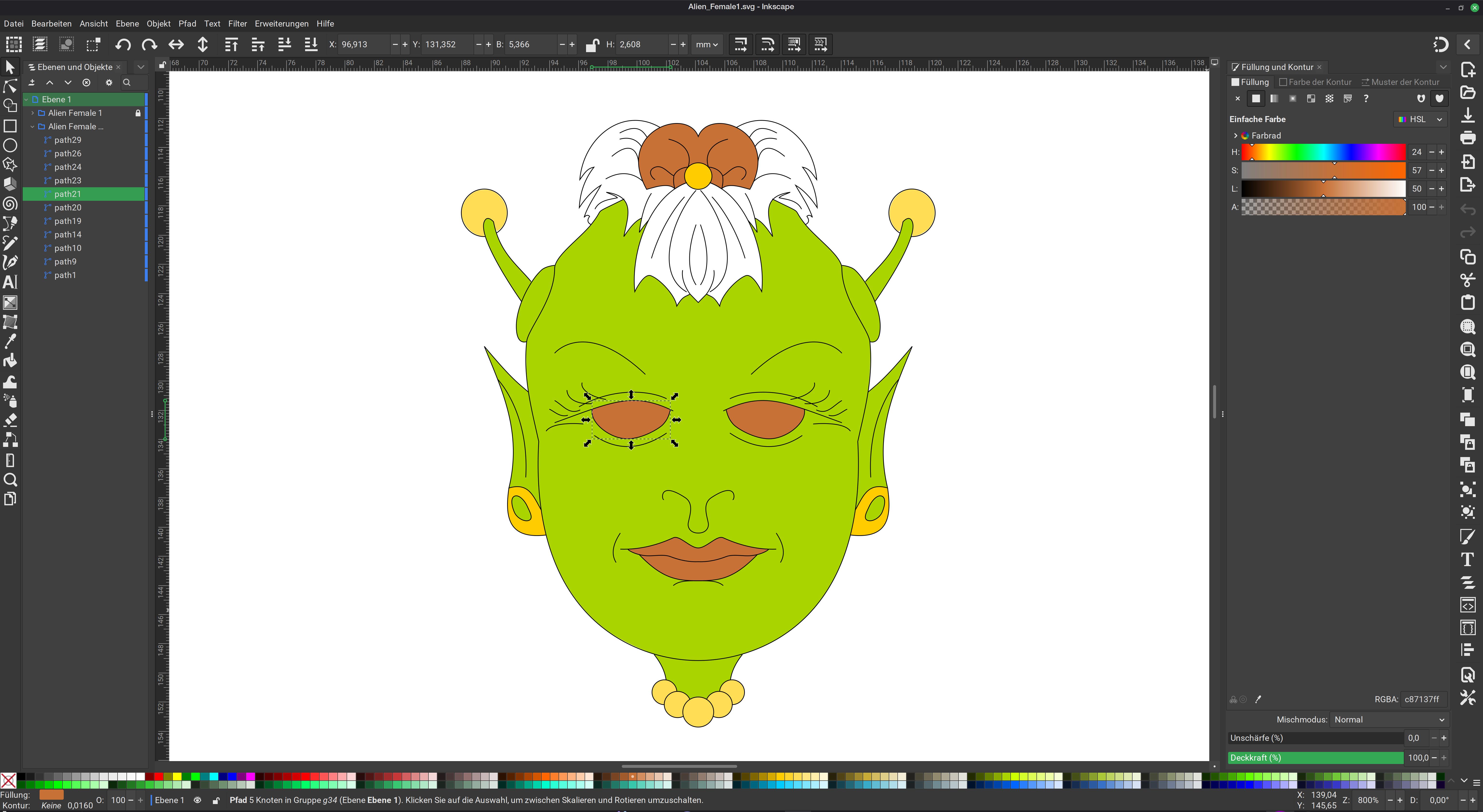 Screenshot von Inkscape Bearbeitung